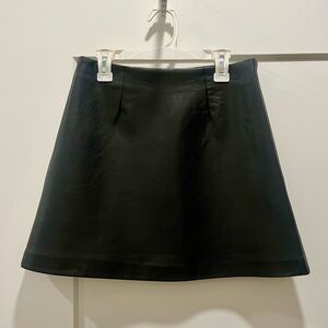Zara High-waisted A-Line Black Leather Mini Skirt